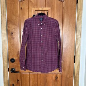 J Crew Shirt Mens S Red Blue Check Slim Flex Wash Button‎ Down Long Sleeves NWT
